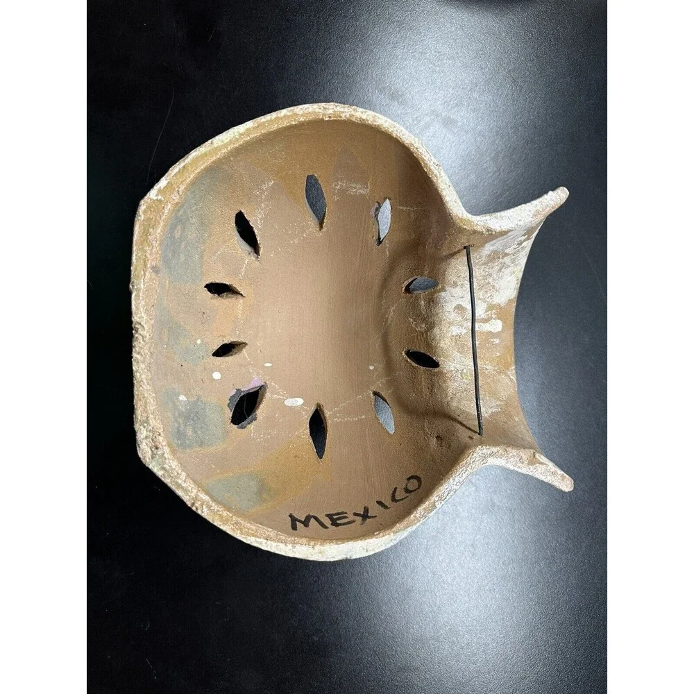 Mexican Folk Art Pottery Handpainted Wall Pocket Flower Pot Set Of 2